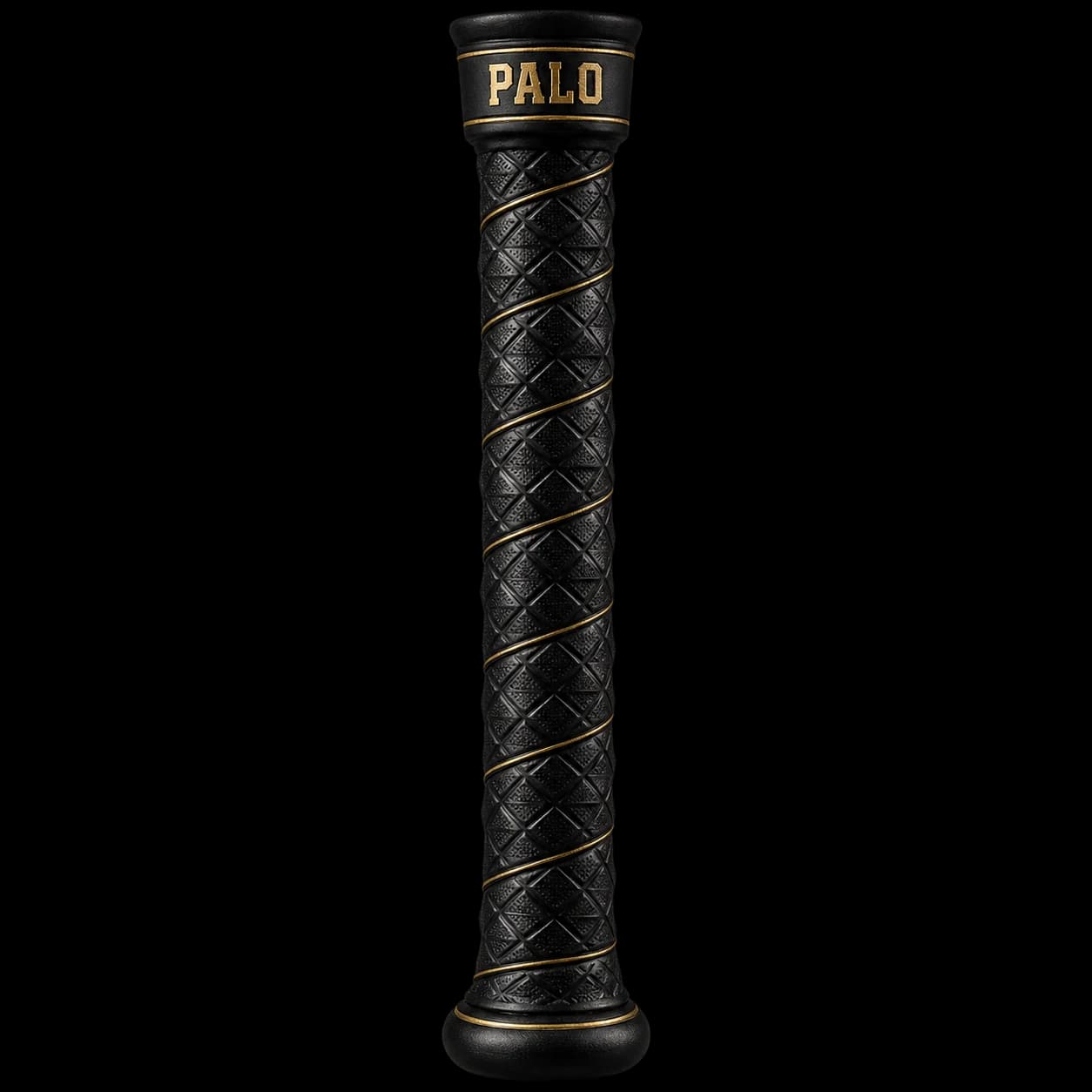 Rolled black PALO bat grip with gold accents