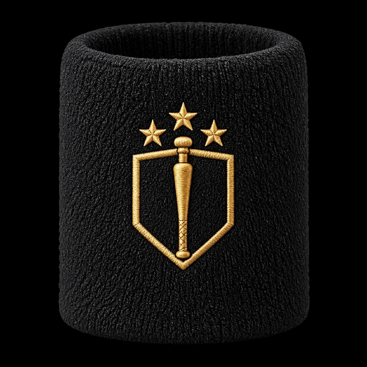 Black PALO wristband with an antique-gold shield